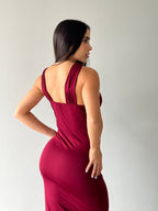 VESTIDO VINO TINTO